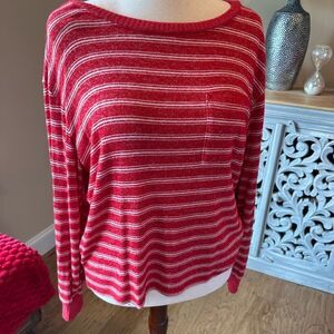 Stars Above Red and White Front Pocket Sweater size Large